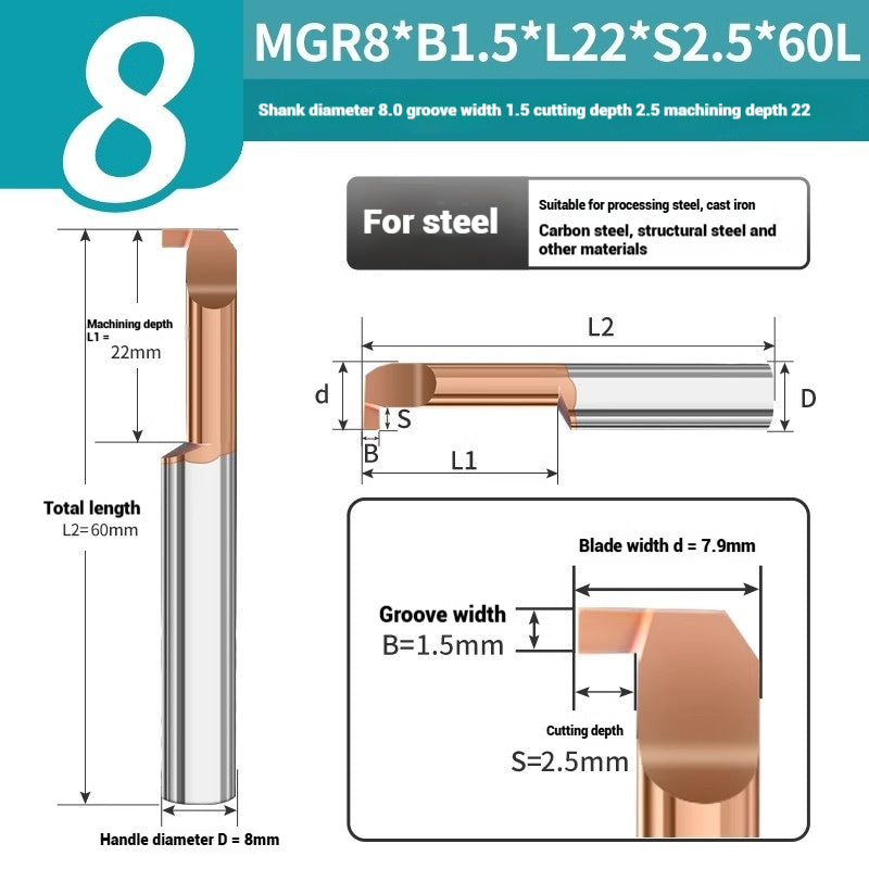 1135-CNC Small Bore Grooving Tool MGR Integral Tungsten Carbide Small Bore Hook Grooving Tool for Steel and Aluminum Internal Grooving Toolholder Shandong Denso Pricision Tools Co.,Ltd.